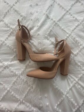 Aldo Blush Pointed Block Heel Ankle-Strap Pumps